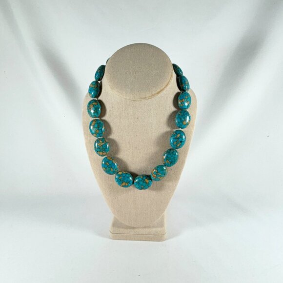 18 IN INCH FAUX TURQUOISE NECKLACE. - Picture 1 of 6